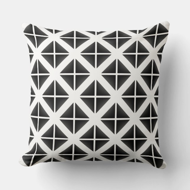 Black Trendy Triangle Pattern Throw Pillow (Front)