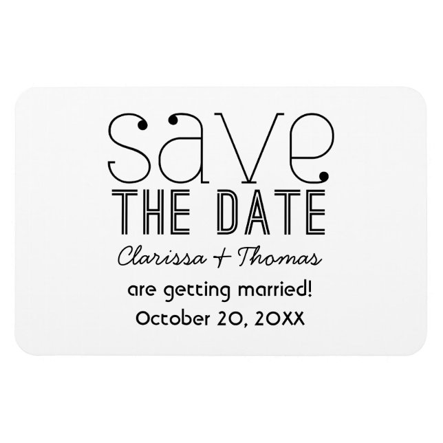 Black Trendy Typography Save the Date Magnet (Horizontal)