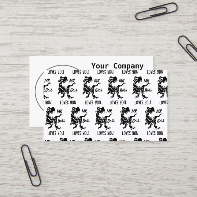 Black Trex the Boss Dino Business Card (Front/Back In Situ)