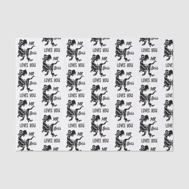 Black Trex the Boss Dino Tissue Paper (Front)