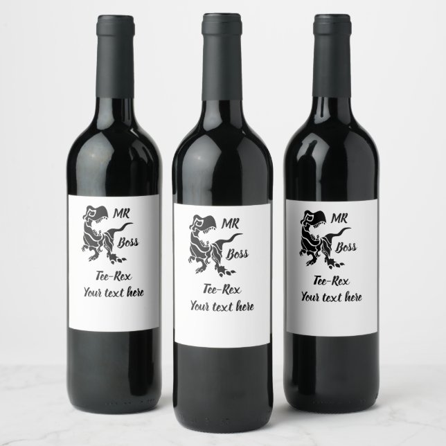 Black Trex the Boss Dino Wine Label (Bottles)