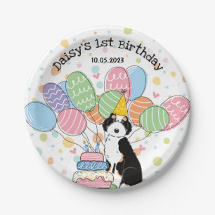 Black Tri Aussiedoodle Birthday Party Paper Plates