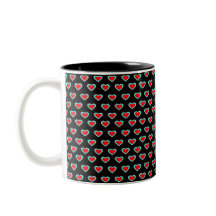 Black - Tri Colour Hearts Classic Mug, 325 ml