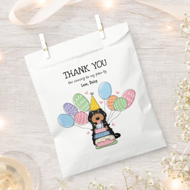Black Tri Coloured Cockapoo Cavapoo Birthday Party Favour Bag (Clipped)
