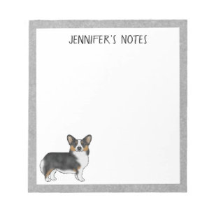 Black Tri Pembroke Welsh Corgi Dog And Text Notepad