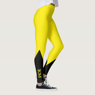 Black Triangle Initial Canary Yellow Leggings