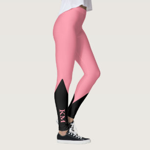 Black Triangle Initial Salmon Pink Leggings