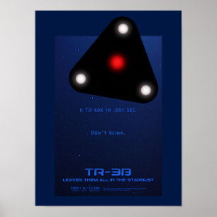 Black Triangle TR-3B UFO Poster