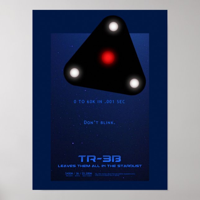 Black Triangle TR-3B UFO Poster (Front)