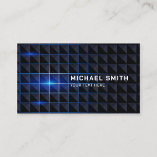 Black Triangles Illuminated Vibrant Blue Light Business Card