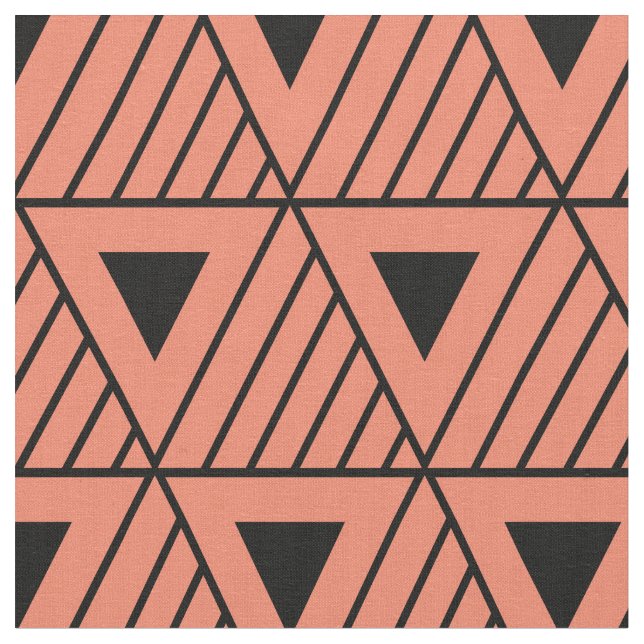 Black Triangles Modern Pattern Custom Background Fabric (Close Up)
