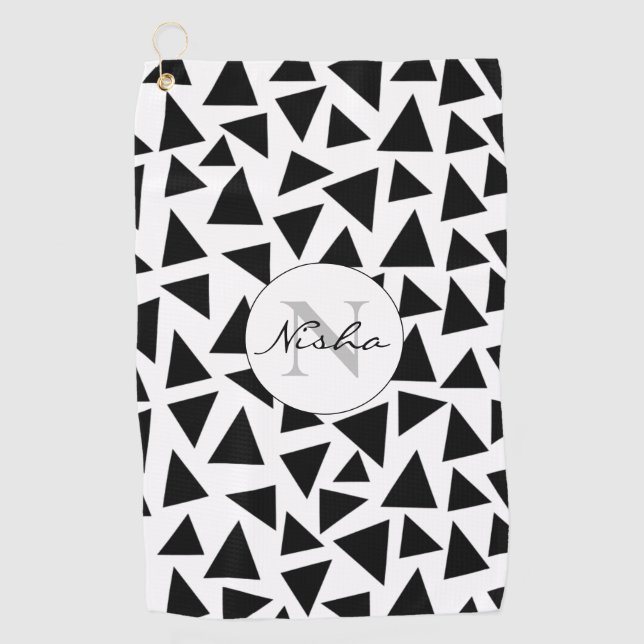 Black Triangles Personalized  Golf Towel (Front)