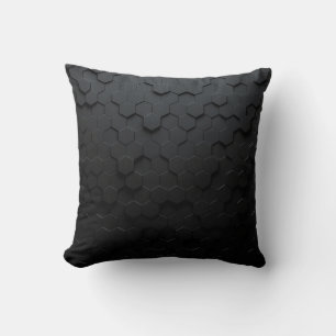 Black triangular abstract background, Grunge surfa Throw Pillow