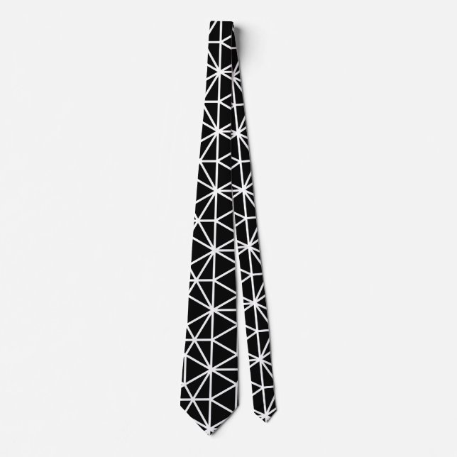 Black Triangular Geometric Pattern Tie (Front)