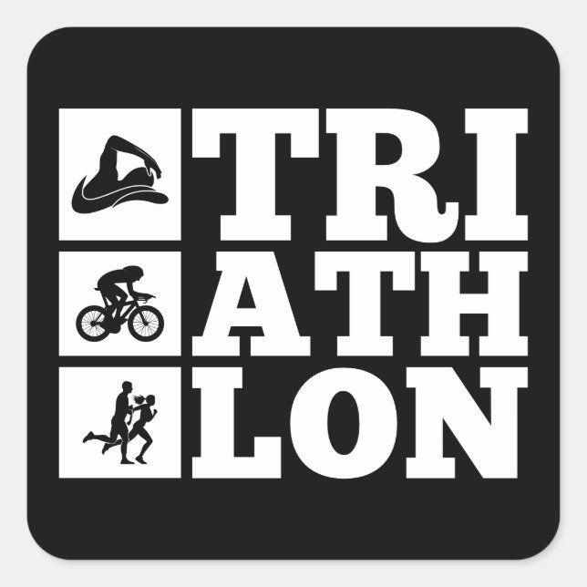 Black • Triathlon Motivation Square Sticker (Front)