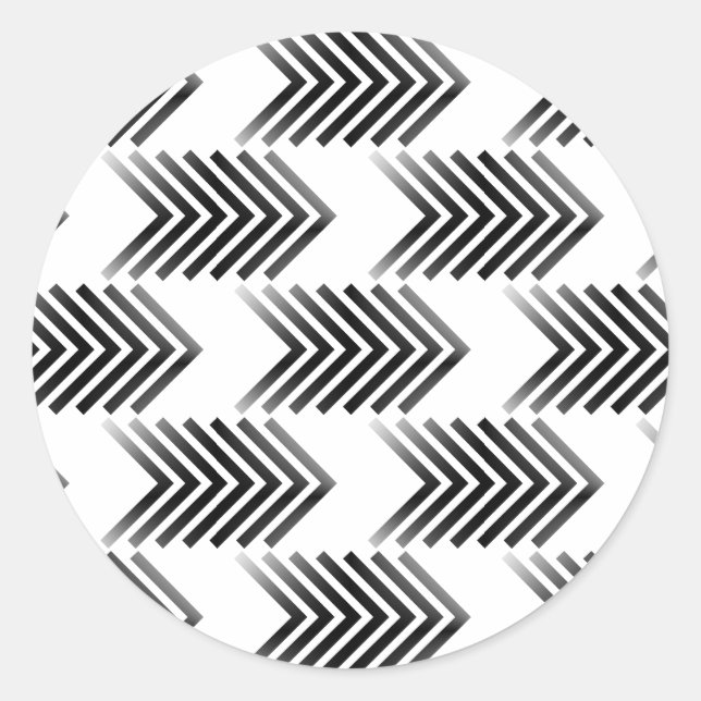 Black Tribal Arrow Pattern Classic Round Sticker (Front)