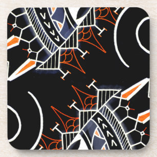 Black tribal art aboriginal australia style coaster