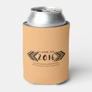 Black Tribal Aztec Graduation Can Cooler