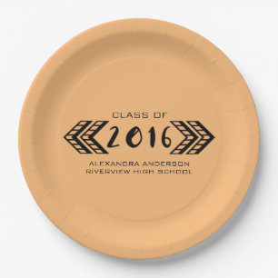 Black Tribal Aztec Graduation Paper Plates