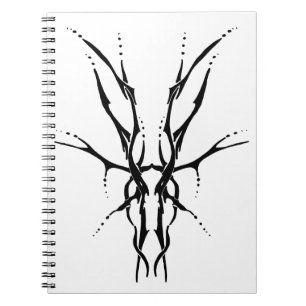 Black Tribal Deer Skull Hunting Design Notebook