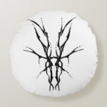 Black Tribal Deer Skull Hunting Design Round Pillow<br><div class="desc">Make a bold statement with this unique, intricately detailed Deer Skull Tribal Design. Featuring a striking black and white image, this artwork reimagines the classic hunting trophy with a dark, modern edge. Perfect for deer hunters looking for gear that stands out from the traditional camo, this "scary-cool" tribal aesthetic adds...</div>