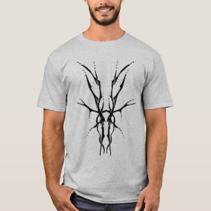 Black Tribal Deer Skull Hunting Design T-Shirt