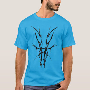 Black Tribal Deer Skull Hunting Design T-Shirt