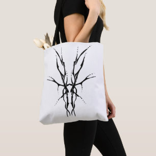 Black Tribal Deer Skull Hunting Design Tote Bag