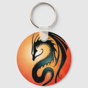 Black Tribal Dragon, red Keychain