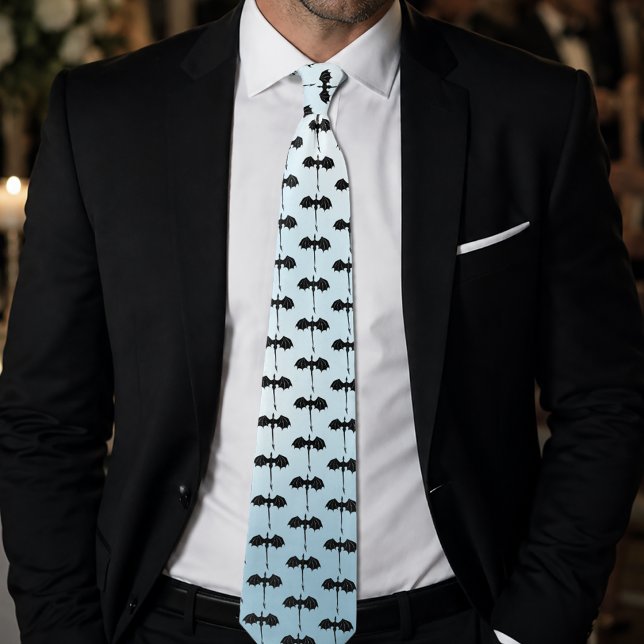 Black Tribal Flight Dragon Fantasy Blue Sky Tie (Creator Uploaded)