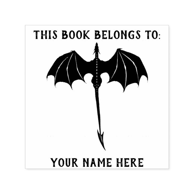 Black Tribal Flight Dragon Fantasy Self-inking Stamp (Design)