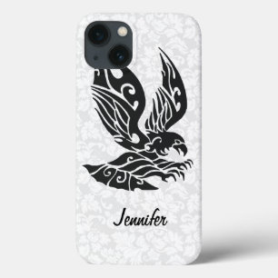 Black Tribal Flying Eagle Illustration iPhone 13 Case