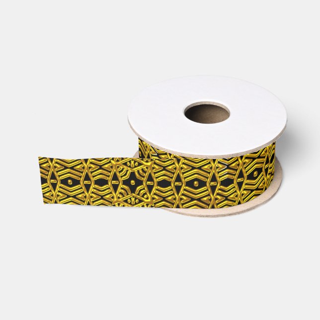 Black Tribal  Gold Grosgrain Ribbon (Spool)