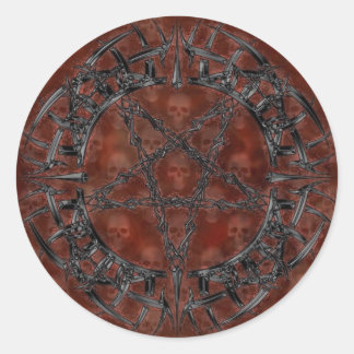 Black Tribal Pentagram Classic Round Sticker