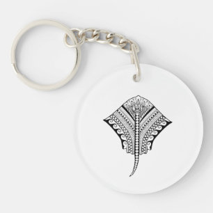 Black Tribal Stingray Manta Ray Keychain