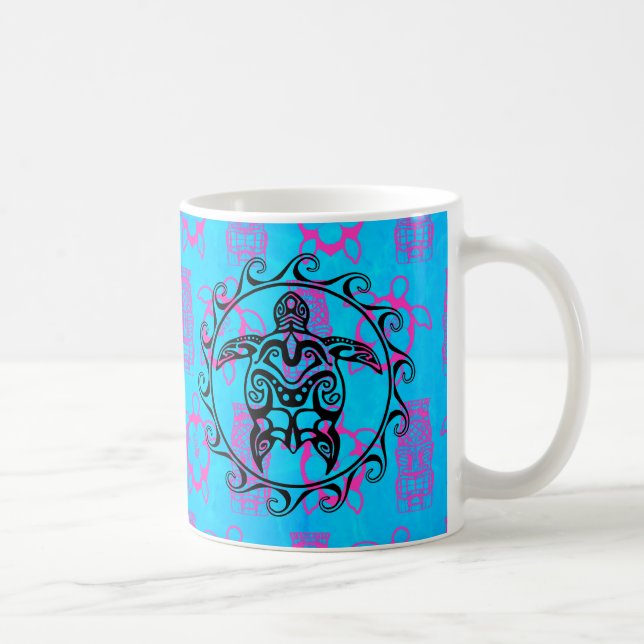 Black Tribal Turtle Coffee Mug (Right)
