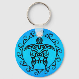 Black Tribal Turtle Keychain