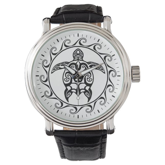 Black Tribal Turtle Watch (Front)
