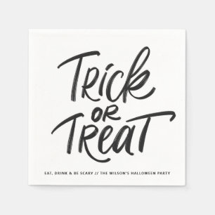 Black Trick or Treat Lettering Halloween Party Napkin