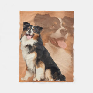 Black tricolor Australian Shepherd - Aussie Fleece Blanket
