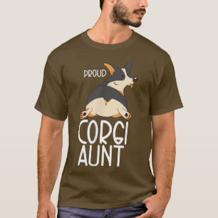 Black Tricolor Corgi Lover Proud Corgi Aunt  T-Shirt