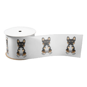 Black Tricolor French Bulldog / Frenchie Cute Dog Satin Ribbon