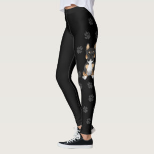 Black Tricolor French Bulldog Frenchie Dog & Paws Leggings