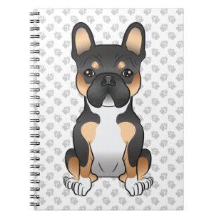 Black Tricolor French Bulldog Frenchie Dog & Paws Notebook