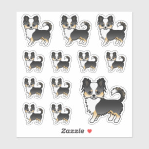 Black Tricolor Long Coat Chihuahua Cartoon Dogs