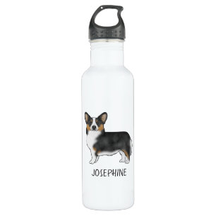 Black Tricolor Pembroke Welsh Corgi And Name 710 Ml Water Bottle