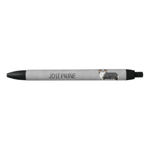 Black Tricolor Pembroke Welsh Corgi And Your Name Black Ink Pen