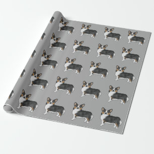 Black Tricolor Pembroke Welsh Corgi Dog Pattern Wrapping Paper