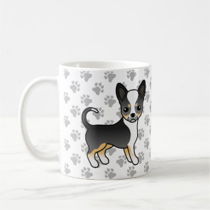 Black Tricolor Smooth Coat Chihuahua Dog & Paws Coffee Mug