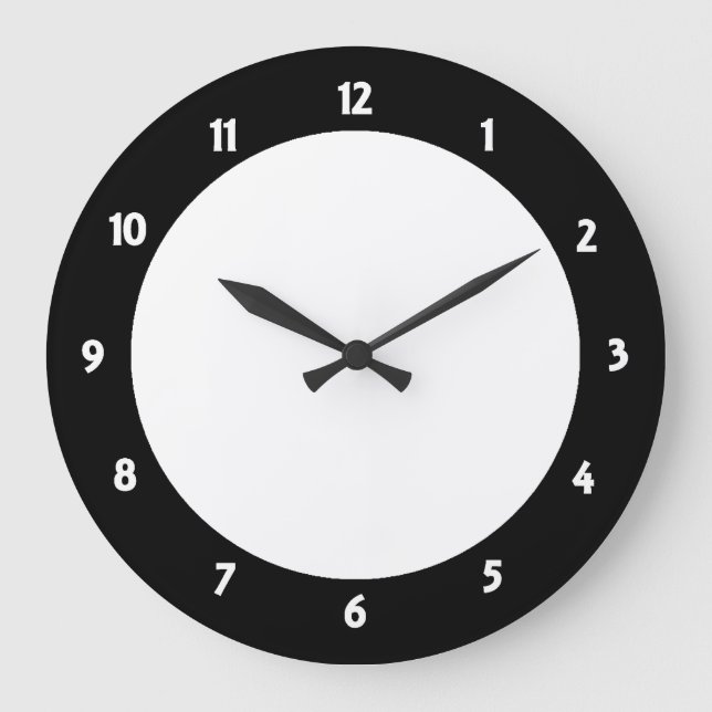 Black Trim White Number Clock Face Decorative (Front)